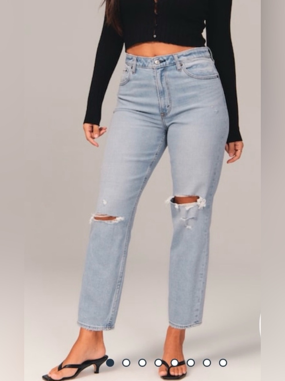 Abercrombie & Fitch The Mom Straight Leg Jeans with Knee Rips 31